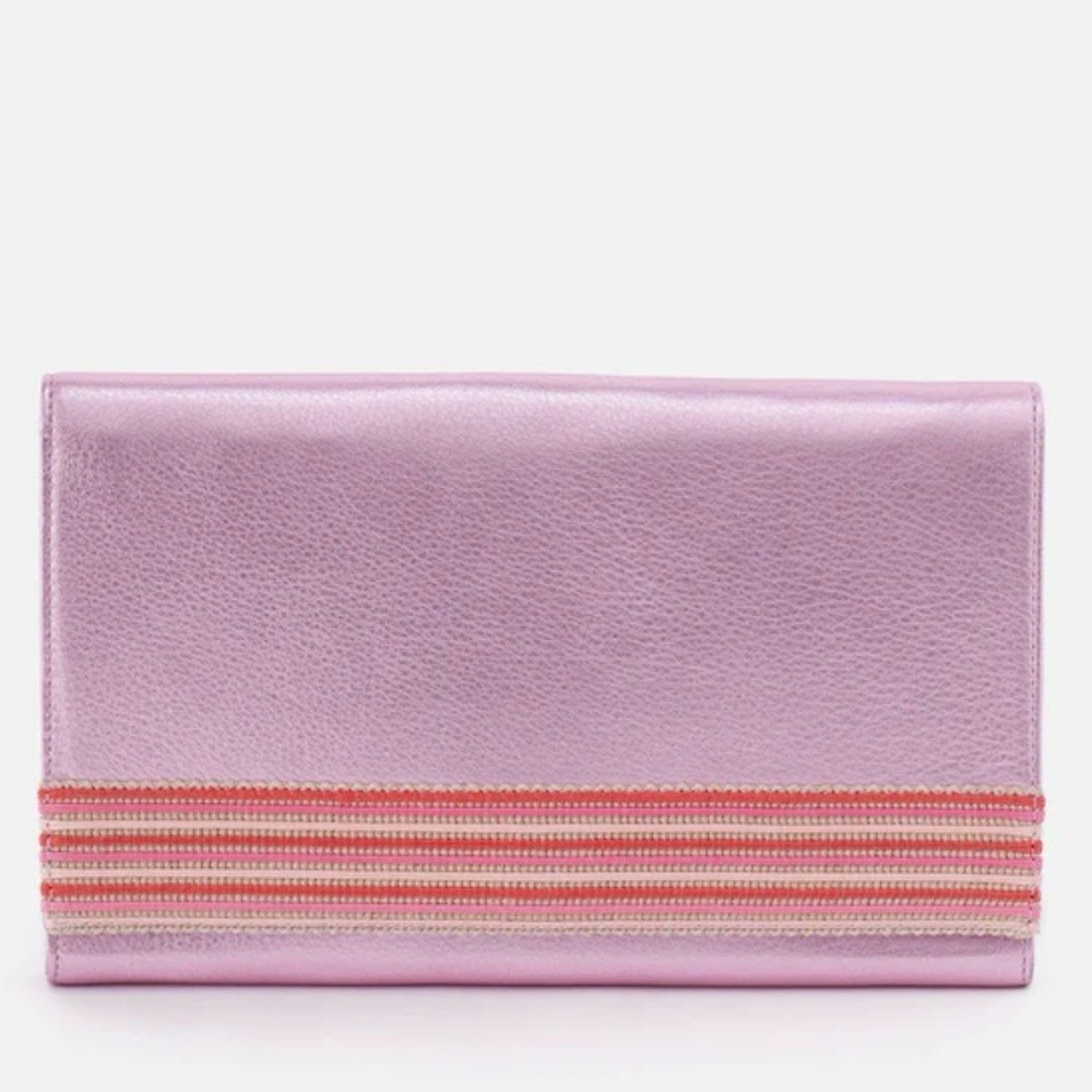 Hobo Farrow Leather Oversized Clutch Bag, Pink Metallic, Party Bags, NWT‎